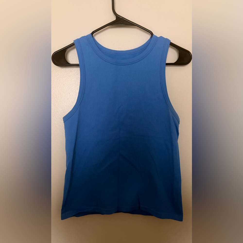 Blue Ribbed Tank Top